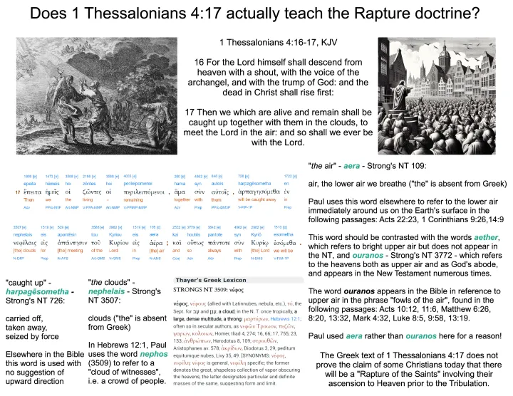 Does 1 Thessalonians Teach the Rapture?